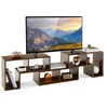 Image de CostwayMeuble TV 3 Pièces 134-180x30,5x43cm Combination Libre pour Télévision Jusqu’à 49 Pouces pour Salon Chambre Bureau en MDF Café