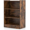 Image de CostwayBibliothèque à 3 Niveaux avec 2 Étagères Réglables et Dispositif Anti-renversement Salon Chambre Bureau 50 x 30 x 75 cm Marron