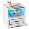 Image de Costway2 Tables de Chevet Led Intelligente Port Usb Couleurs de Lumière et Luminosité Réglables Table de Nuit Blanc