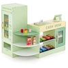 Image de CostwayEnsemble de Jeu de Supermarché en Bois Autoportant pour Enfants Tableau Noir Caisse Enregistreuse Distributeur Automatique pour 3 à 8 Ans Vert