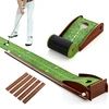 Image de CostwayTapis de Putting Entra ®nement Golf de 274 cm Golf Putting Piste de Retour Automatique de Balle avec 1 Trou Ligne Directrice 3 Balles de Golf