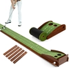 Image de CostwayTapis de Putting Entra ®nement Golf de 302 cm Golf Putting Piste de Retour Automatique de Balle avec 2 Tailles de Trous 2 Balles de Golf