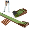 Image de CostwayTapis de Putting Entraînement Golf de 302 cm Golf Putting Piste de Retour Automatique de Balle avec 3 Tailles de Trous 3 Balles de Golf