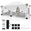 Image de CostwayTonnelle de Jardin 3x6M avec 6 Parois Lat ©rales Amovibles Tente de Reception Escamotable avec Sac de Transport Protection Solaire Blanc