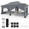 Image de CostwayTonnelle de Jardin 3x6M avec 6 Parois Lat ©rales Amovibles Tente de Reception Escamotable avec Sac de Transport Protection Solaire Gris