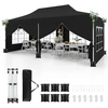 Image de CostwayTonnelle de Jardin 3x6M avec 6 Parois Lat ©rales Amovibles Tente de Reception Escamotable avec Sac de Transport Protection Solaire Noir
