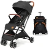 Image de CostwayPoussette de Voyage pour Bébé avec Pare-soleil Inclinable Porte-gobelet Harnais 5 Points Dossier Réglable Chancelière Rangement Inférieur Noir