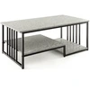 Image de CostwayTable Basse en Faux Marbre Table Centrale Rectangulaire à 2 Niveaux avec Étagère de Rangement Ouverte Cadre en Métal Gris