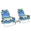 Image de CostwayLot de 2 Chaises de Camping Plage Pliante Table Enroulable en Aluminium Appui-tête Dossier Réglable à 5 Positions Bleu