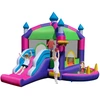 Image de CostwayCh  teau Gonflable 5 en 1 avec Toboggan et Toit Panier de Basket-ball Jeu de Lancer D'anneaux Piscine Kit de R ©paration Multicolore (sans Souffleur)