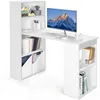 Image de Giantex Bureau d'Ordinateur Réversible avec Bibliothèque, pour Maison, Bureaux, Blanc