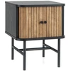 Image de CostwayTable de Chevet avec Portes Coulissantes Moderne Du Milieu Du Siècle avec Armoire de Rangement Pieds en Métal Table D'appoint Compacte Noir