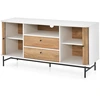 Image de CostwayMeuble TV Polyvalent Armoire Basse Moderne Du Milieu Du Siècle avec Portes Coulissantes à Tambour 2 Tiroirs de Rangement Station Bar-café Blanc
