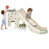 Image de CostwayToboggan de Jeu pour Enfants en Forme d'  l ©phant Toboggan 4 en 1 avec Panier et Ballon de Basket-bal Zone Tampon Narches Antid ©rapantes pour Enfants Vert