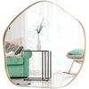 Image de CostwayMiroir Mural Irrégulier 75,5 x 70 Cm Miroir Asymétrique avec Cadre en Métal avec Vis d'Expansion Miroir de Courtoisie Décoratif pour Salon Or