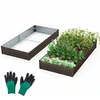 Image de CostwayCarré potager Rectangulaire en Métal 240x120x30CM Base Ouverte Support Renforcé Paire de Gants Fruits Fleurs Légumes