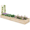 Image de CostwayCarré Potager en Bois de Sapin 235x63x102CM Treillis Base Ouverte Peinture DIY Vignes Grimpantes Fruits Fleurs Légumes Naturel