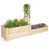 Image de CostwayCarré Potager en Bois de Sapin 223x64x134CM Treillis Base Ouverte Peinture DIY Vignes Grimpantes Fruits Fleurs Légumes Naturel