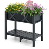 Image de CostwayJardinière Surélevé en HIPS Trous de Drainage Étagère de Rangement Inférieure Barres Transversales Renforcées Noir