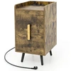 Image de CostwayTable de Chevet avec Prise Table de Nuit Intelligente 2 Tiroirs Coulissants 1 Passe-câble 2 Ports USB & 3 Prises Bords Surélevés 40 x 32 x 60 cm Café