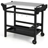 Image de CostwayTable Roulante Table de Préparation avec Poignée et Roues Plateau en Acier Inoxydable Support de Bouteilles 105x54x85cm Charge 115+35kg Noir