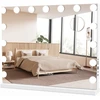 Image de CostwayMiroir de Maquillage avec 15 Led Miroir Hollywood à Intensité Variable 3 Couleurs Commande Tactile Intelligente Loupe Mural Ou de Table 46*58cm Blanc