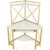 Image de CostwayBureau d'Angle avec Clapier Bureau Peu Encombrant Étagères Plateau pour Clavier Table avec Huche Cadre en Métal Blanc