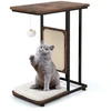 Image de Costway2 en 1 Arbre à Chat 64CM Griffoir Pompon Suspendu Coussin Amovible Structure en Forme de C Style Industriel Café
