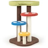 Image de CostwayArbre à Chat 3 en 1 Tour à Chat 5 Niveaux 3 Poteaux Entièrement Enveloppés de Sisal Tapis et Plates-formes Amovibles Motifs Champignons Coloré