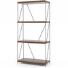 Image de CostwayEtagère à 4 Niveaux Bibliothèque Autoportante avec Cadre en Métal Étagère de Rangement de Style Industriel Finition Grain de Bois Noyer