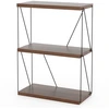 Image de CostwayEtagère à 3 Niveaux Bibliothèque Autoportante avec Cadre en Métal Étagère de Rangement de Style Industriel Finition Grain de Bois Brun
