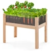 Image de CostwayJardinière Surélevée en Bois Trous de Drainage Panneaux Acryliques Transparent Légumes Herbes Fleurs Capacité de 130 L Naturel