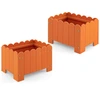 Image de CostwayLot de 2 Jardinière Rectangulaires en HDPE Résistant aux Intempéries Lit de Jardin Surélevé avec Trous de Drainage 45x32x30cm Orange