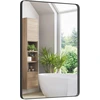 Image de CostwayMiroir Mural 76,5x56cm pour Salle de Bain Miroir Mural de Courtoisie Rectangulaire Cadre en Métal Robuste Noir (Horizontal/Vertical)