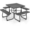 Image de CostwayEnsemble Table de Pique-nique avec 4 bancs intégrés Tbale de PIque-nique Carrée 135KG Trou pou Parasol 170x170x76cm Noir