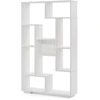 Image de CostwayBibliothèque Géométrique Moderne de 120 Cm Étagères Ouvertes Étagère de Rangement Autoportante avec Kits Anti-basculement Blanc + Naturel