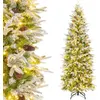 Image de Giantex Sapin de noël automatique 190 cm led couvert de neige pour décoration de noël