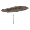 Image de CostwayParasol de Terrasse Double Face de 4,70m avec 48 Lumières LED Panneau Solaire à Chargement Automatique Parasol Extra-large à Manivelle Café