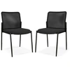 Image de CostwayLot de 2 Chaises de Salle d'Attente Empilables avec Siège Rembourré Chaises pour Bureau Salle de Conférence Réception Noir