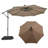 Image de CostwayParasol Déporté de 3 m avec 32 Lumières LED Panneau Solaire Batterie, Sac de Sable Auvent Imperméable Parasol pour Jardin Piscine Patio Café