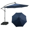 Image de CostwayParasol Déporté de 3 m avec 32 Lumières LED Panneau Solaire Batterie, Sac de Sable Auvent Imperméable Parasol pour Jardin Piscine Patio Bleu