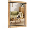 Image de CostwayMiroir Décoratif à Cadre en Bois Miroir Mural Décoratif Rustique de 77 x 99,5 cm