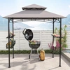 Image de CostwayTonnelle Barbecue Exterieur Auvent Abri Barbecue 2 Tablettes de Service Toit Ventil © Grand Panier Crochets Ouvre-Bouteille Gris