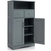Image de CostwayArmoire Autoportante avec 2 Portes 2 Tiroirs et 2 Etagères Réglables Organisateur de Rangement pour Salon Salle de Bain Cuisine Gris