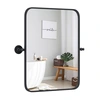 Image de CostwayMiroir Rectangulaire Pivotant Noir Encadré en Métal de 76,5 x 56 cm Miroir Mural Inclinable Rectangulaire avec Supports Muraux