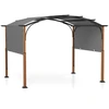 Image de CostwayPergola R ©tractable 300x360 CM Pergola M ©tallique   Arcs pour Patio avec Auvent R ©tractable Poteaux Aspect Bois Tonnelle Treillis Gris