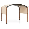 Image de CostwayPergola R ©tractable 300x360 CM Pergola M ©tallique   Arcs pour Patio avec Auvent R ©tractable Poteaux Aspect Bois Tonnelle Treillis Beige