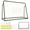 Image de CostwayBut de Football Exterieur 2 en 1 à 187 x 122,5 cm Cage de Foot avec Filet de Rebond Angle Réglable Cadre en Métal pour 6+ Ans Noir