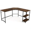 Image de CostwayBureau Informatique en Forme de L 138 CM Bureau d'Angle Bureau d'Étude avec Structure en Acier au Carbone Marron Rustique