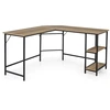 Image de CostwayBureau Informatique en Forme de L 138 CM Bureau d'Angle Bureau d'Étude avec Structure en Acier au Carbone Naturel